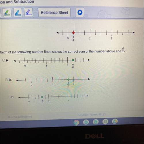 0

Which of the following number lines shows the correct sum of the number above and ?
HHH
A
1
B
O