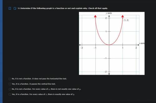 Determine if the following graph is a function or not and explain why. Check all that apply.