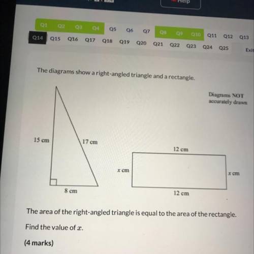 The diagrams show a right angled triangle and a rectangle.

Diagrams NOT
accurately drawn
15 cm
17