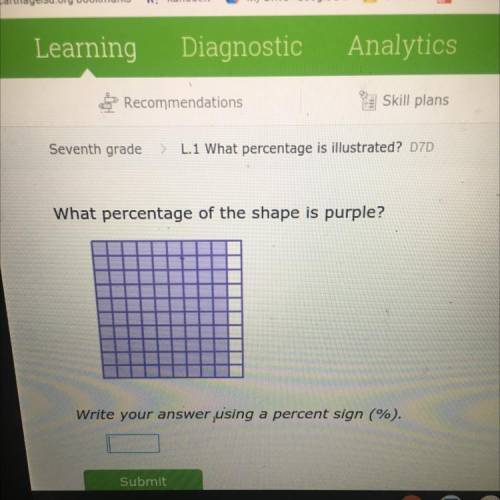 What percentage of the shape is purple?