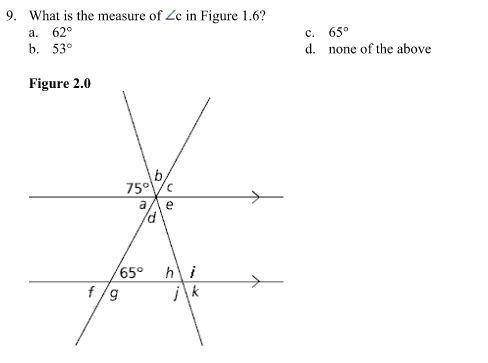 What is the measure of c in Figure 1.6?