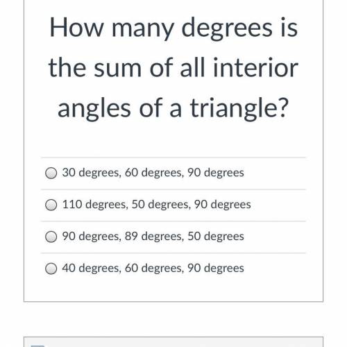 * Which of the following possibilities will form a triangle?

How many degrees is the sum of all i