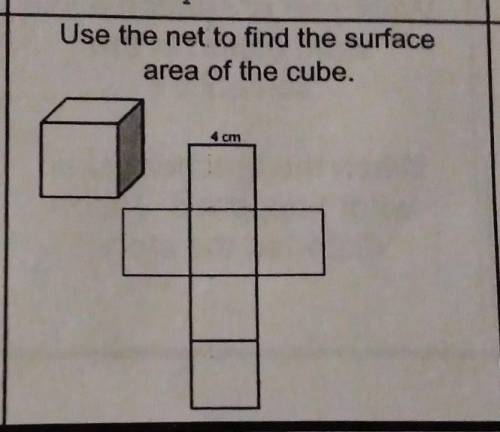 Use the net to find the surface area of the cube. HELP PLEASE!!!