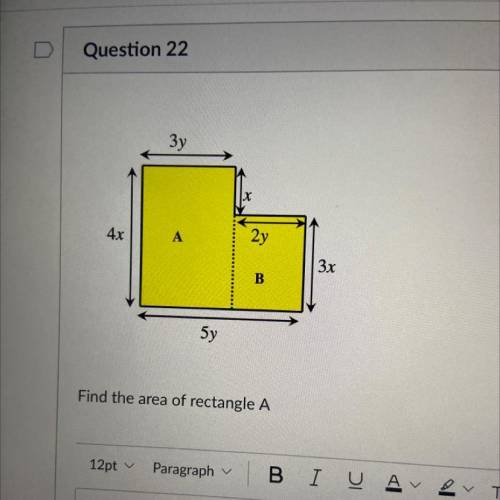 Find the area of the rectangle A