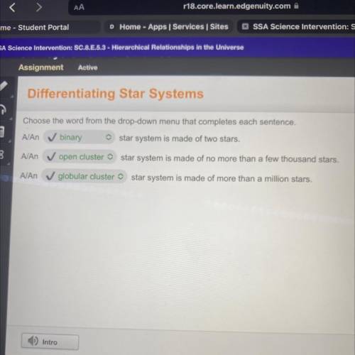 Differentiating Star Systems

Choose the word from the drop-down menu that completes each sentence