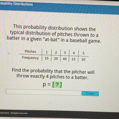 Please help :))

This probability distribution shows the
typical distribution of pitches thrown to