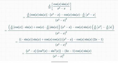 What is the first derivative of:
sin(x)*cos(x)/(x^2-x)
