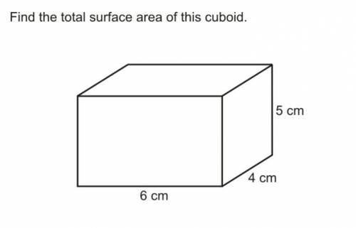 Find the total surface area of the cuboid