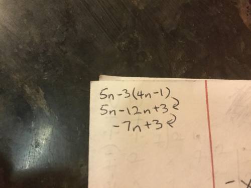 Solve the equation 5n-3(4n+1)