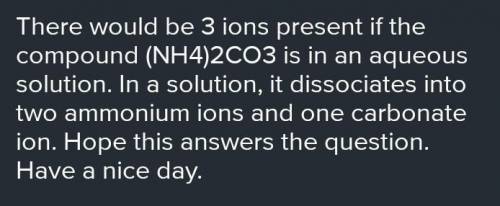 What is the total number of ions in one formula unit of (NH4)2CO3?