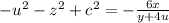 -u^{2}-z^{2}+c^{2}=- \frac{6x}{y+4u}