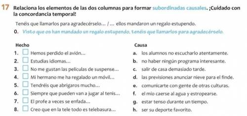 Could you please help me with this spanish exercise it would really mean a lot!

It is due in 2 ho