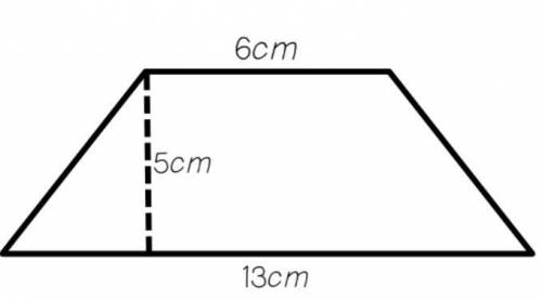 What is the area of the trapezoid below?

47.5cm squared
65cm squared
95cm
32.5cm squared