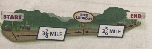A) What is the distance from the start to

the end of the trail?
B) Louise walked from the start o