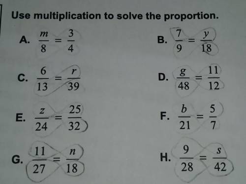 Use multiplication to solve the proportion.