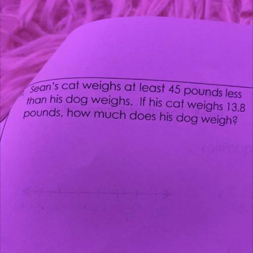 Sean’s cat weighs at least 45 pounds less than his dog weighs. if his cat weighs 13. 8 pounds how m