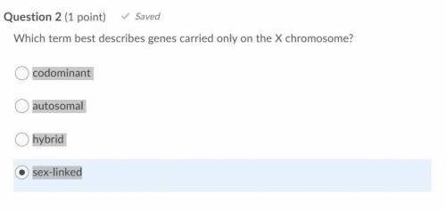 25 POINTS! Which term best describes genes carried only on the X chromosome?