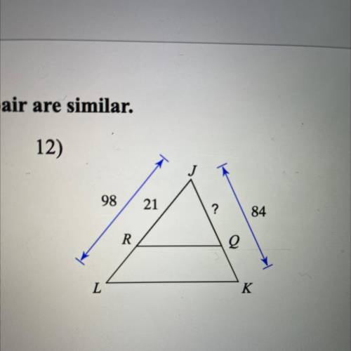 Find the missing lengths of the triangles. The triangles in each pair are similar