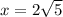 x=2\sqrt{5}