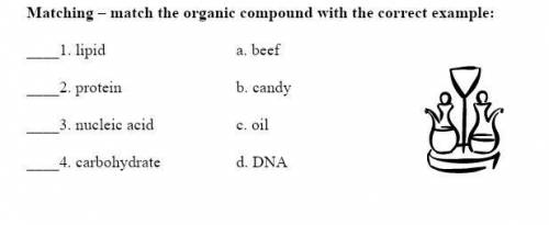 Help me! Look at the screenshots! Matching – match the organic compound with the correct example/re