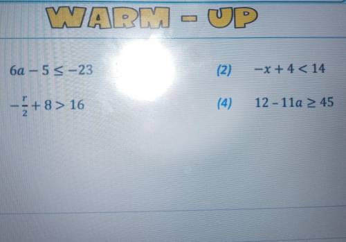 What kind of warmup is this will give  for all 4 answer's