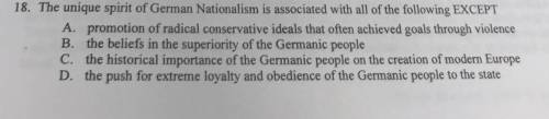 The unique spirit of German nationalism is associated with all of the following EXCEPT