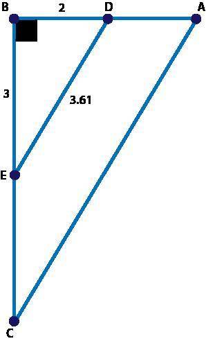 Triangle BAC was dilated from triangle BDE at a scale factor of 2. What proportion proves that cos∠