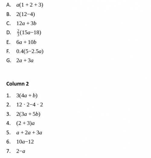 Match each expression in Column 1 to an equivalent expression in Column 2
help pls