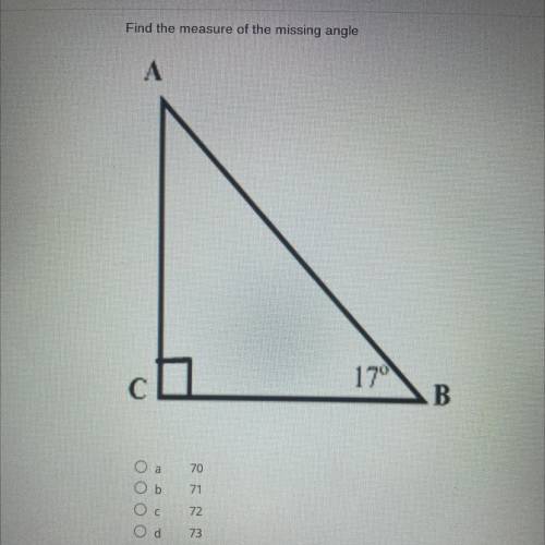Find the measure of the missing angle 17