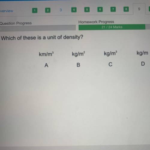 Which of these is a unit of density?