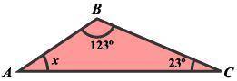 What is the measure of x in triangle ABC? A. 35o B. 34o C. 33o D. 24o