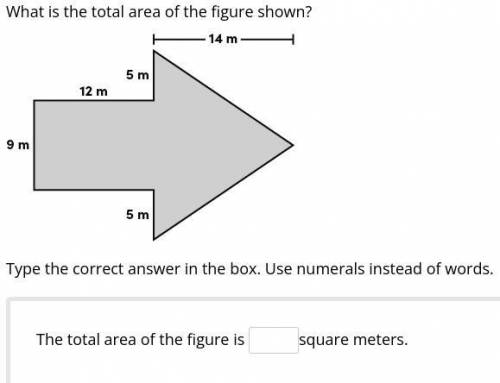 What is the total area of the figure shown?

Type the correct answer in the box. Use numerals inst